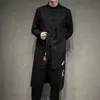 Casaco Trench Japonês Bordado de Comprimento Médio para Homens de Primavera e Outono, Roupa Hanfu, Terno Tang Estilo Chinês, Falso Duas Peças, Jaqueta Casual Retrô