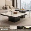 Mesa de Centro Pequeña de Lujo Ligero de Losa de Roca Cuadrada Estilo Italiano Minimalista Ecológico para Apartamento Pequeño Sala de Estar Eo
