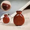 Gato tallado de sándalo, jarrón pequeño, accesorio, amuleto de bolsa de la suerte, colgante de juego cultural DIY, estilo retro creativo, adorno para llavero