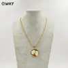 WT-JN306 Colgante Redondo de Latón Incrustado con Perla de Agua Dulce Collar para Suéter de Otoño/Invierno para Niñas de 18 Pulgadas
