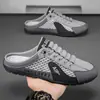 Zapatos de Hombre de Media Pierna Verano 2025 Ropa Exterior de Malla Transpirable Zapatos Casuales Perezosos de Una Pierna Punta-Punta Sin Tacón Zapatos de Hombre