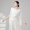 Nuevo conjunto de práctica de danza clásica para mujer con top tipo chal e inserciones de malla para entrenamiento diario de danza moderna