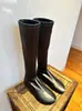 2026 Nuevas Botas Elásticas Ajustadas de Caña Alta con Punta Redonda para Otoño/Invierno para Mujer, Botas Largas de Moda con Suela Plana y Efecto Adelgazante