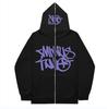 Suéter Cárdigan Estampado American Street Minus Two Manga Larga Oversized Hip Hop Chaqueta con Cierre Ropa Y2K