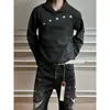 Sudadera con capucha a rayas retro americana para hombre de otoño e invierno con diseño de estrella bordada, una camiseta interior ajustada de bloques de color moderna y a la moda