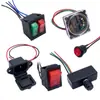 Interruptor basculante con cable, enchufe de alimentación de alta corriente, regulador de velocidad con potenciómetro, voltímetro, pulsador circular