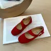 Sapatos de Pele de Cordeiro de Verão Mary Janes Baixos Slip-Ons Fundo Plano Pés Novo Estilo Não Cansam 2026 Fashionável Beleza Bico Redondo Sola Macia