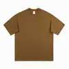 Camiseta Masculina e Feminina Algodão Pesado 380g Gola Pequena Manga Curta Vintage Solta Branca Camada Base Verão