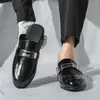 Mocasines de talla grande para hombre para comercio electrónico transfronterizo, tallas 35-46, pantuflas de punta cerrada, zapatos de conducir metálicos, zapatos de probador, mules sin cordones