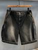 Shorts Casuais Masculinos de Cintura Alta, Corte Reto, Tamanho Grande, Estilo Americano Tendência, para Pessoas Altas e Fortes, Shorts Jeans de Verão no Joelho