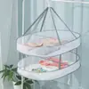 Cesta de secagem de roupas de camada dupla, saco de malha plana, anti-deformação, para roupas íntimas, meias, cesta de secagem dobrável, fabricante, atacado no local