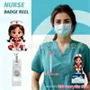 Insignia de Acrílico de Nueva Linda Enfermera de Dibujos Animados Transfronteriza con Clip de Carrete Retráctil Porta Identificación Plano para Doctor Enfermera