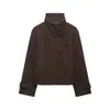 Fabricante de ropa de mujer transfronterizo al por mayor 2026 moda estilo europeo y americano casual chaqueta de lana de un solo botón con cuello alto