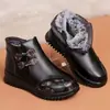 Zapatos para Mamá Nueva, Zapatos de Algodón, Zapatos de Piel Suave para Mujeres de Mediana Edad y Mayores, Zapatos Antideslizantes para Ancianos y Abuelas, Botines Calientes Forrados de Felpa para Invierno