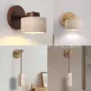 Lámpara de pared vintage estilo japonés para mesita de noche de dormitorio, estilo wabi-sabi de mediados de siglo, travertino amarillo artificial, lámpara de pared decorativa ambiental para estudio y lectura