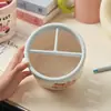 Tubo de Almacenamiento de Plástico para Escritorio Formato Dividido Caja de Almacenamiento de Cosméticos para Tocador Estante de Almacenamiento para Lápiz Labial Pincel de Sombra de Ojos Portalápices