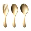 Colher e Garfo Portáteis de Aço Inoxidável 304 com Cabo Curto, Colher de Arroz para Crianças, Colher de Sobremesa para Sorvete, Garfo de Frutas, Mini Colher Pequena