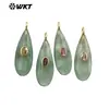 Wt-P2065 Colgante para Pendiente DIY con Forma de Gota Larga de Amazonita Obsidiana Incrustaciones de Circonitas de Colores