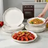 Prato Descartável de Casca de Arroz Polígono Flor de Lótus Espessado Resistente ao Calor Prato para Legumes Frutas Secas Doces Flor de Lótus Ano Novo Chinês Reunião em Casa Banquete