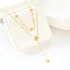 Estilo Europeu e Americano Luxo Leve Estrela de Oito Pontas Cravejada de Diamantes Corrente de Clavícula de Camada Dupla com Diamantes Brancos, Colar Elegante de Aço Inoxidável, Presente para Melhor Amiga