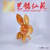 Talla en Madera de Alcanfor Conejo Creativo Soporte para Teléfono Escritorio Madera Maciza Conejo Regalo de Cumpleaños Yiming Xianyuan Artesanías de Madera