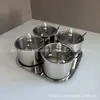 Conjunto de Potes Giratórios para Temperos de Aço Inoxidável 304, Frasco de Temperos, Pote de Sal, Pote de Temperos para Cozinha, Copo Medidor Doméstico, Criativo