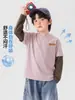 Ropa de Algodón Puro Falsa de Dos Piezas para Niños Europeos Otoño Camiseta de Manga Larga 2026 Nueva Ropa para Niños Bebés Estilo Primavera y Otoño