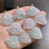 Colgante de jadeíta natural con incrustaciones de plata S925. Colgante de jadeíta con incrustaciones de material peligroso, cadena de clavícula de jade para mujer con penetración de hielo de agua azul.