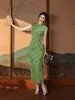 Vestido Largo de Verano de Alta Gama con Cuello Alto de Moda, Nuevo Cheongsam Mejorado de Estilo Chino, Vestido Elegante Degradado Modelo ZX P0491
