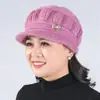 Nuevo gorro de lana tejido para señoras mayores con terciopelo cálido versátil sombrero para madre abuela sombrero de calabaza