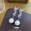 Pendientes de plata con circonitas y letras VSL, con perlas, diseño de nicho, ligeros, de lujo, de moda, personalizados, de alta gama, para mujer