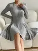 Ropa de Mujer Transfronteriza Europea y Americana Vestido de Primavera y Otoño Tejido Moda Temperamento Delgado Cálido Falda Falda para el Hogar Venta al por Mayor Personalización