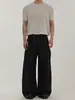 Calça Casual Solta com Padrão de Linho Nicho Retro Americano para Homens e Mulheres Mistura Tr Design de Duas Pregas Duplas para o Dia a Dia Calça Longa