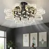 Lámpara ventilador moderna nueva para sala de estar, ventilador y luminaria integrados, lámpara de techo estilo lujo ligero, lámpara de ventilador de techo minimalista italiano para comedor