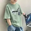 Camiseta de Manga Curta para Meninos Moda Verão Tendência Top de Algodão Estiloso de Meia Manga para Meninos