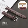 Relógio Dourado com Fivela de Pino e Pulseira de Couro Genuíno de Vaca Costura Simples Pulseira Unissex para Apple