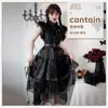 Halloween Gótico Sombrio Família Addams Noiva Fantasma Vampiro Vestido Quarta-feira Fantasia Cos Pequeno Vestido Preto