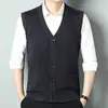 Chaleco de punto para hombres de mediana edad y ancianos, ropa casual holgada de espalda abierta para personas mayores, cárdigan sin mangas para hombres