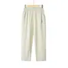Calça Casual Fina de Verão para Mãe, Cor Sólida, Emagrecimento, Comprimento Cropped, Cintura Elástica Média-Alta, Calça Afunilada, Roupa para Mulheres de Meia-Idade