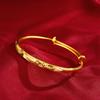 Pulseira de casamento push-pull com dragão e fênix antigos banhada a ouro 24k, pulseira de chuveiro de meteoros estrelados aberta para namorada