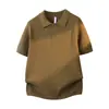Camisa polo transfronteriza de punto de manga corta para hombre con cuello en V, cuello de gaviota, estilo twisted old money, camiseta de verano, venta al por mayor de fábrica