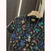Moda Nueva de Verano Lujo Ligero Estampado Completo Letra Manga Corta Hombre Tendencia Suéter Casual Elegante Versátil Cuello Redondo Media Manga