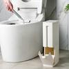 Banheiro de Estilo Japonês com Conjunto de Escova Sanitária Lixeira com Fenda Estreita Doméstico Tudo-Em-Um Vaso Sanitário Especial de Pressão com Tampa