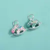 Pingente Cavalo de Balanço de Epóxi Estilo Coreano Prata Esterlina S925 Pingente Sólido de Cavalo de Balanço Verde Rosa Pingente de Pulseira de Cristal