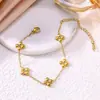 Pulsera de Trébol de Cuatro Hojas con Microincrustaciones de Pedrería Nueva y Exquisita Diseño Sencillo de Nicho Moda Pulsera de Flores Venta al por Mayor