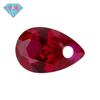 Gema Huagang de un solo agujero en forma de pera 8# corindón rojo paloma rojo sangre piedra desnuda artificial en forma de gota Rubí sintético Rubí