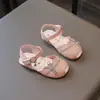 Sandalias Nuevas de Verano para Niños, Estilo Princesa, Sandalias de Punta Abierta de Moda para Niñas con Pedrería y Moños, Sandalias para Niños Pequeños de Suela Suave