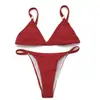 Comercio Exterior Europeo y Americano Nuevo Estilo Color Sólido Triángulo Bikini Dos Piezas Traje de Baño con Hebilla Metálica Traje de Baño para Mujer Venta al por Mayor