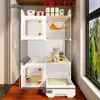 Gaiola para Gatos com Banheiro Integrado Armário Duplo para Gatos Doméstico Interno para Criar Gatos para Todas as Estações, Não Ocupa Espaço, Vila para Gatos de Varanda