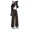 Venta Directa de Fábrica Jeans Marrones de Pierna Curva para Mujer Otoño/Invierno 2026 Diseño Holgado con Sentido del Estilo Pantalones de Pierna Ancha para Alargar la Figura